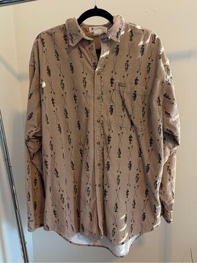 Columbia Men's Fish Patterned Long-Sleeve Button-Down Shirt